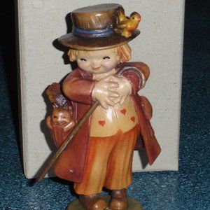 6" Ferrandiz Anri Wood Carved Figure Happy Wanderer Boy With Cat Bird 651575 BOX